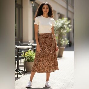 Sky and Sparrow Long Skirt Small Midi Black Floral Lightweight Straight Bohemian